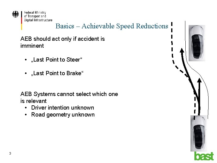 Basics – Achievable Speed Reductions AEB should act only if accident is imminent •