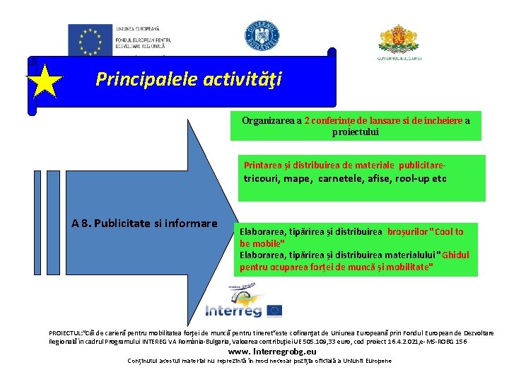 Principalele activităţi Organizarea a 2 conferințe de lansare si de incheiere a proiectului Printarea Principalele activităţi Organizarea a 2 conferințe de lansare si de incheiere a proiectului Printarea