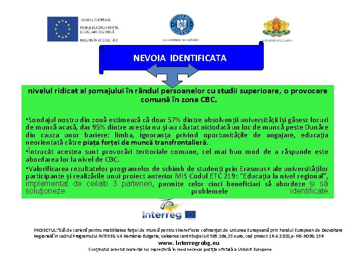 NEVOIA IDENTIFICATA nivelul ridicat al șomajului în rândul persoanelor cu studii superioare, o NEVOIA IDENTIFICATA nivelul ridicat al șomajului în rândul persoanelor cu studii superioare, o