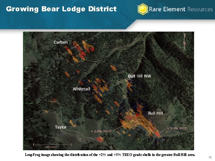 Growing Bear Lodge District Leap. Frog image showing the distribution of the +2% and