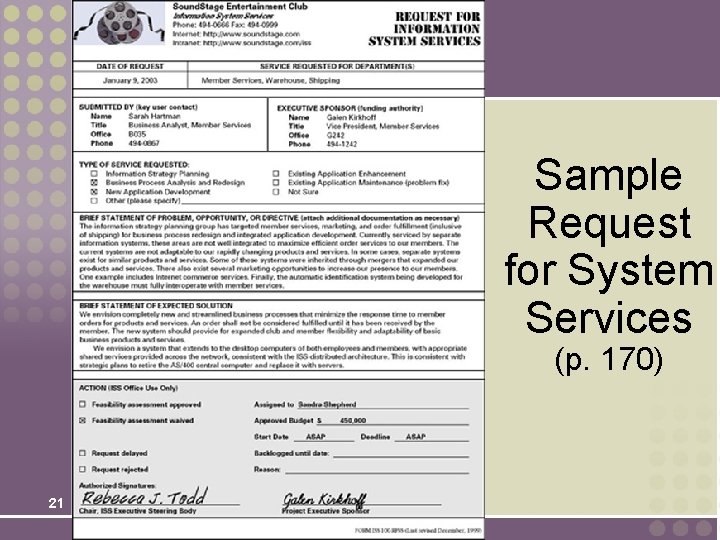 Sample Request for System Services (p. 170) 21 