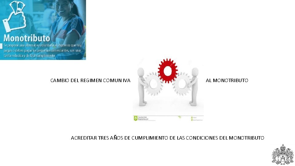 CAMBIO DEL REGIMEN COMUN IVA AL MONOTRIBUTO ACREDITAR TRES AÑOS DE CUMPLIMIENTO DE LAS