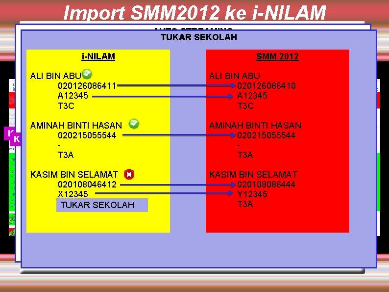 Import SMM 2012 ke i-NILAM AUTO STREAMING TUKAR SEKOLAH i-NILAM ALI BIN ABU 020126086411
