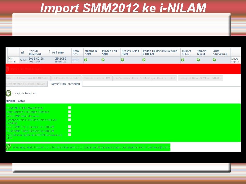 Import SMM 2012 ke i-NILAM 