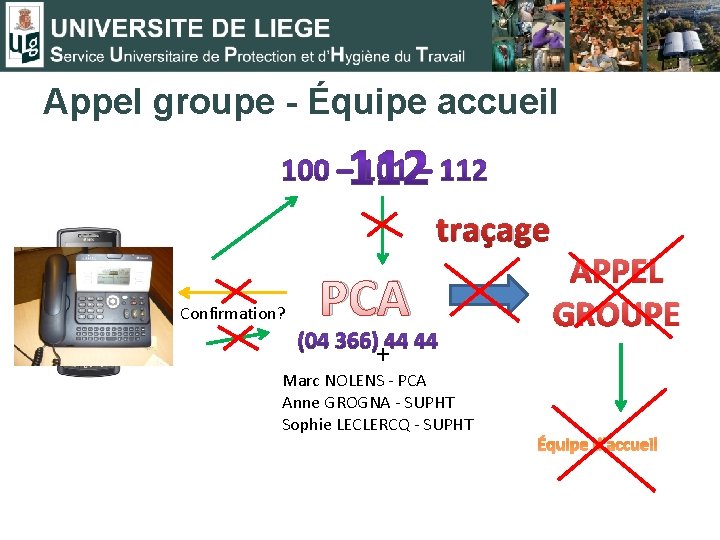 Appel groupe - Équipe accueil traçage Confirmation? PCA APPEL GROUPE + Marc NOLENS -