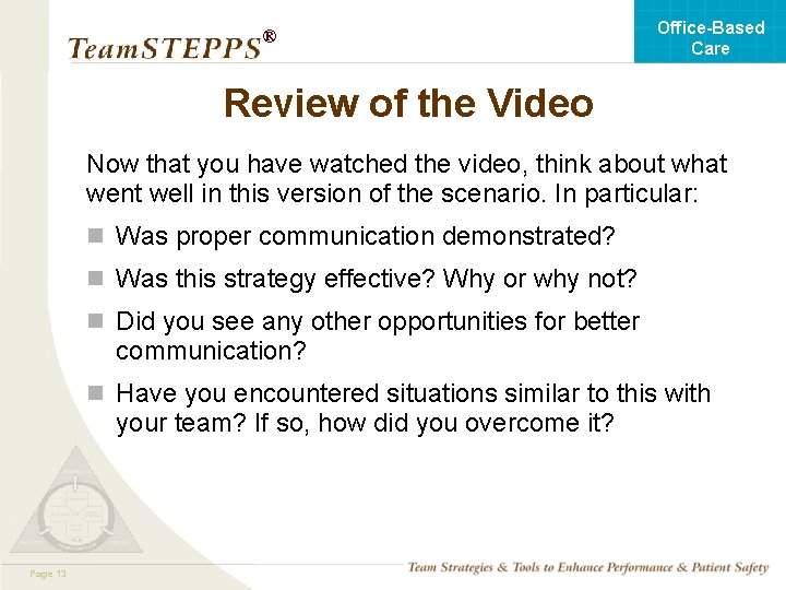 Office-Based Care ® Review of the Video Now that you have watched the video,