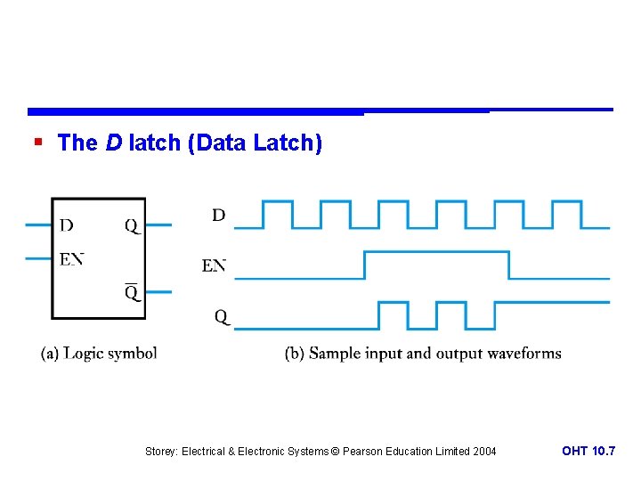§ The D latch (Data Latch) Storey: Electrical & Electronic Systems © Pearson Education