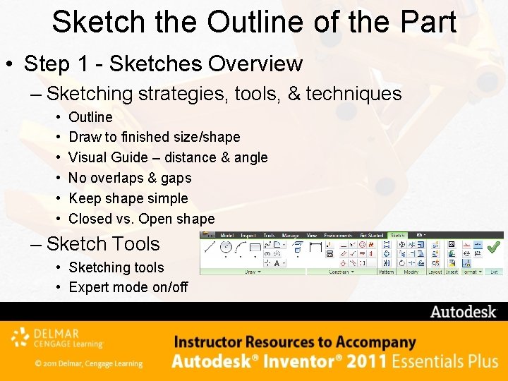 Sketch the Outline of the Part • Step 1 - Sketches Overview – Sketching
