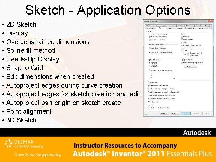 Sketch - Application Options • 2 D Sketch • Display • Overconstrained dimensions •