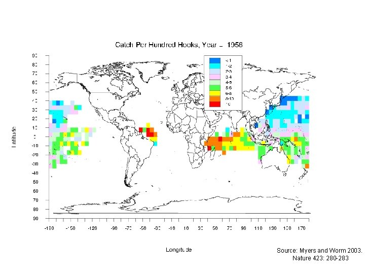 Source: Myers and Worm 2003. Nature 423: 280 -283 