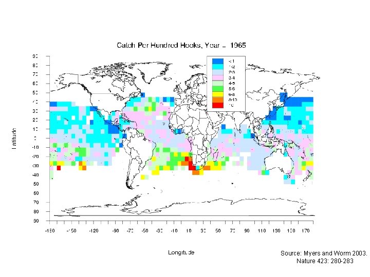 Source: Myers and Worm 2003. Nature 423: 280 -283 