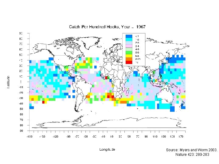 Source: Myers and Worm 2003. Nature 423: 280 -283 