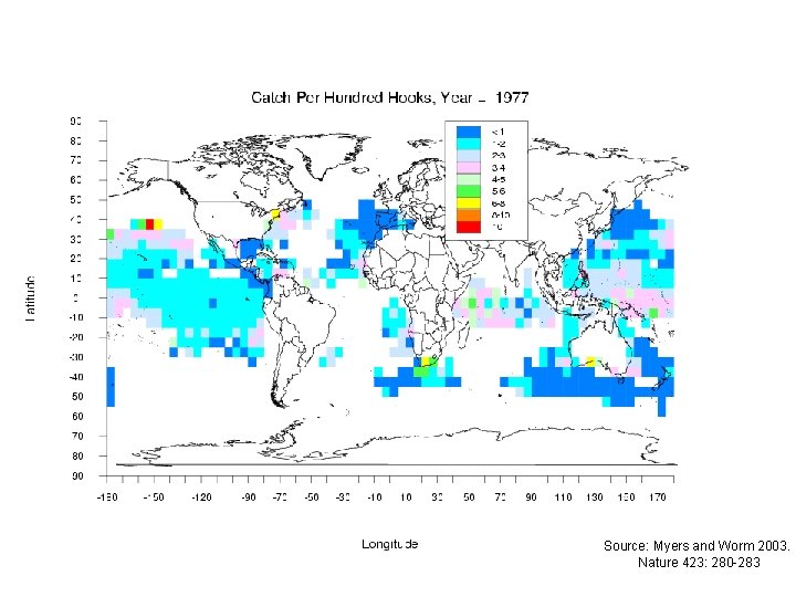 Source: Myers and Worm 2003. Nature 423: 280 -283 