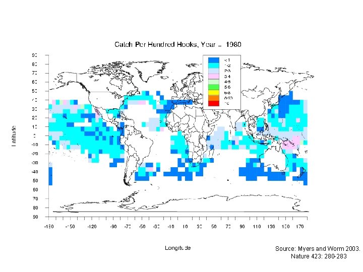 Source: Myers and Worm 2003. Nature 423: 280 -283 
