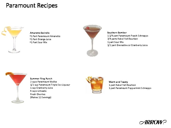 Paramount Recipes Amaretto Swindle • 1 Part Paramount Amaretto • 1 Part Orange Juice