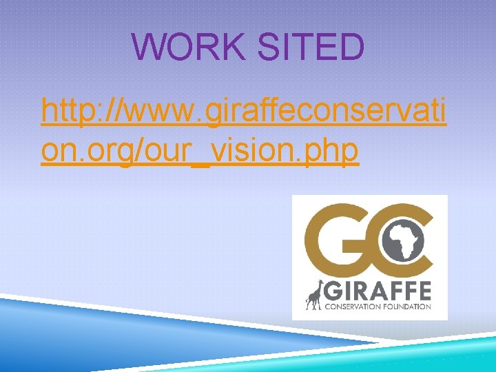 WORK SITED http: //www. giraffeconservati on. org/our_vision. php 