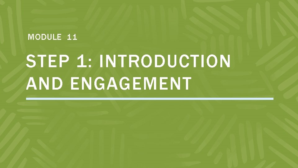 MODULE 11 STEP 1: INTRODUCTION AND ENGAGEMENT 