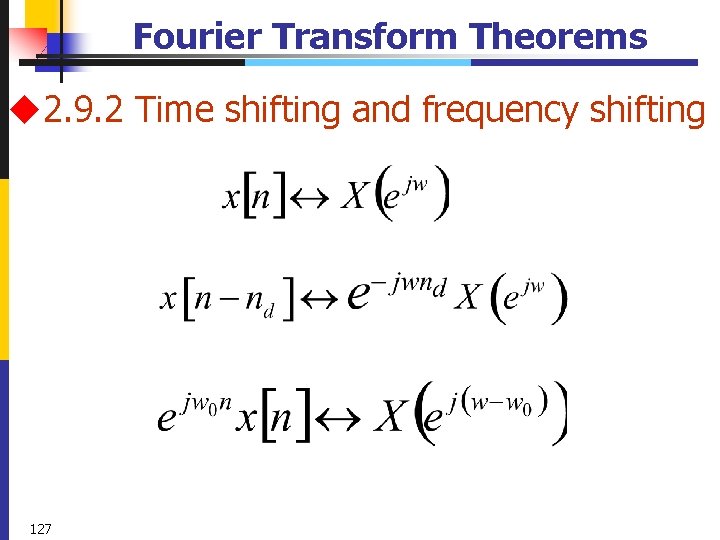 Fourier Transform Theorems u 2. 9. 2 Time shifting and frequency shifting 127 