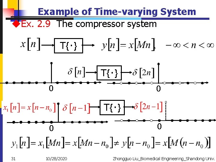 Example of Time-varying System u. Ex. 2. 9 The compressor system T{‧} 0 0