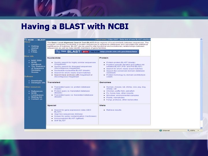 Having a BLAST with NCBI 