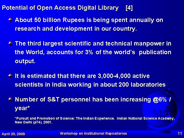 Potential of Open Access Digital Library [4] About 50 billion Rupees is being spent