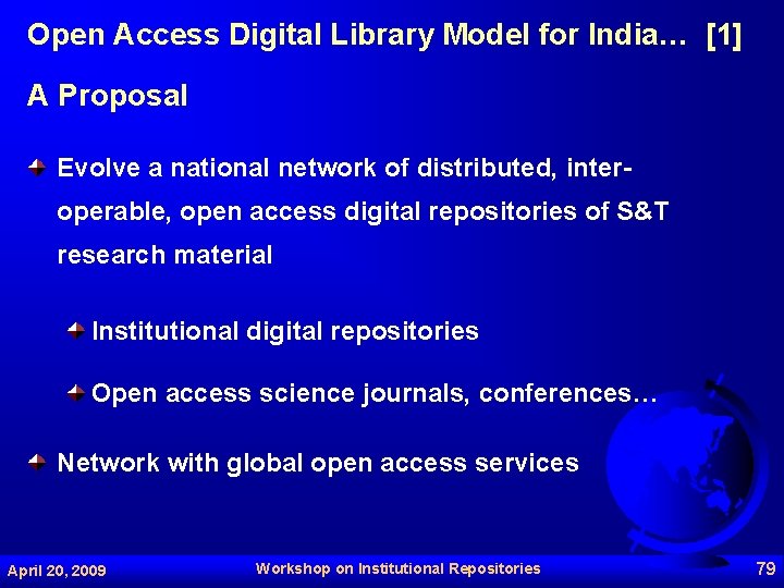Open Access Digital Library Model for India… [1] A Proposal Evolve a national network