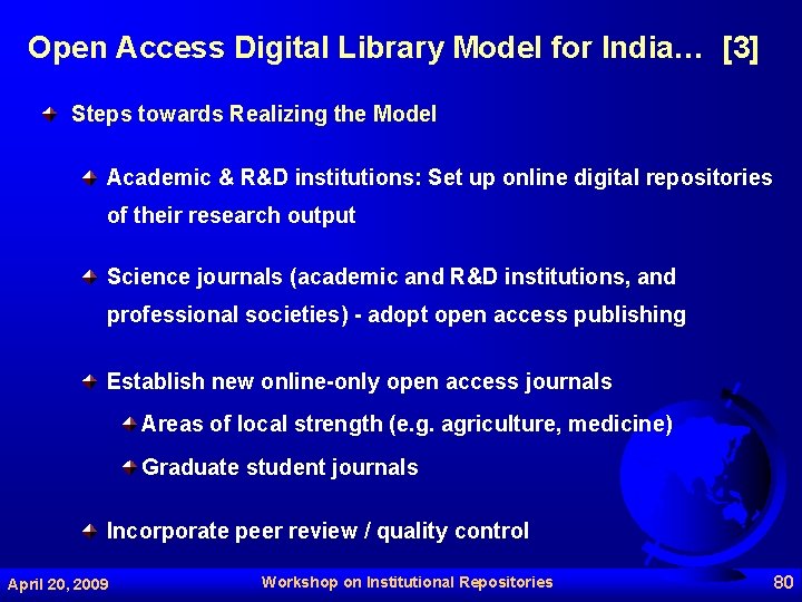 Open Access Digital Library Model for India… [3] Steps towards Realizing the Model Academic