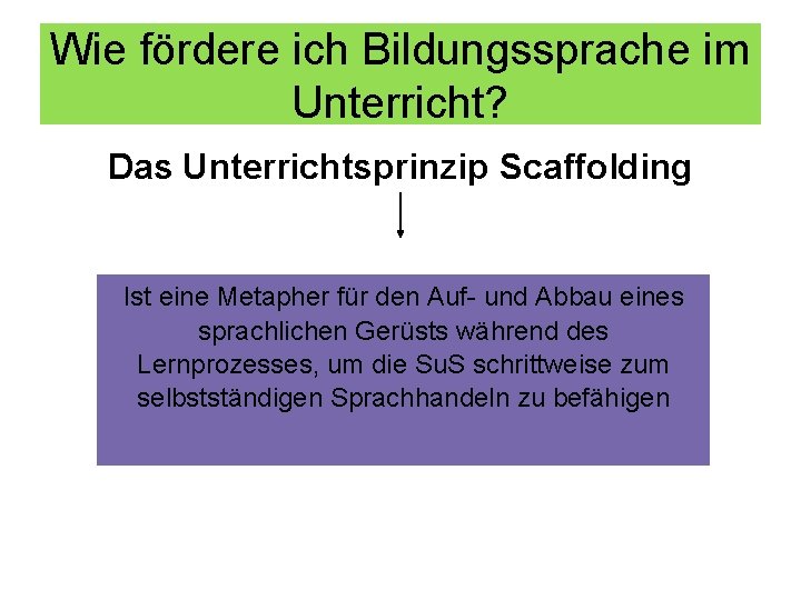 Wie fördere ich Bildungssprache im Unterricht? Das Unterrichtsprinzip Scaffolding Ist eine Metapher für den