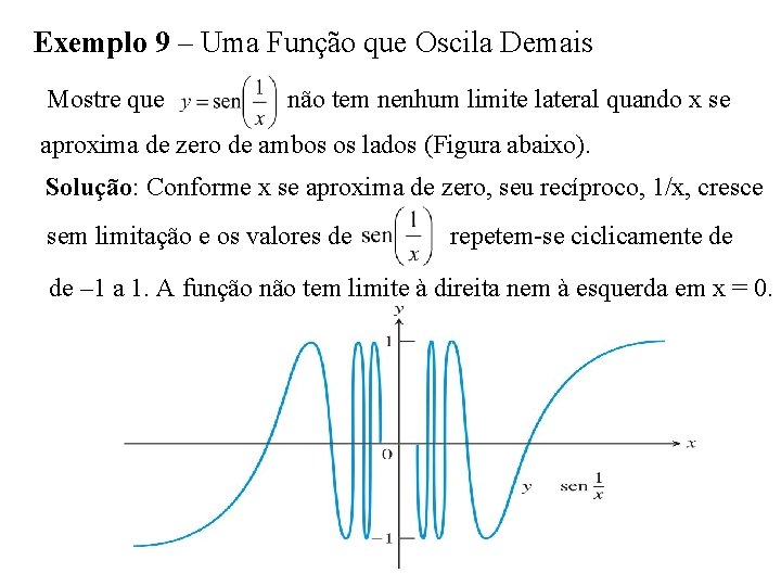 Exemplo 9 – Uma Função que Oscila Demais Mostre que não tem nenhum limite