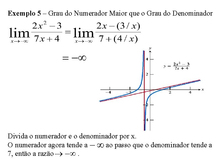 Exemplo 5 – Grau do Numerador Maior que o Grau do Denominador Divida o