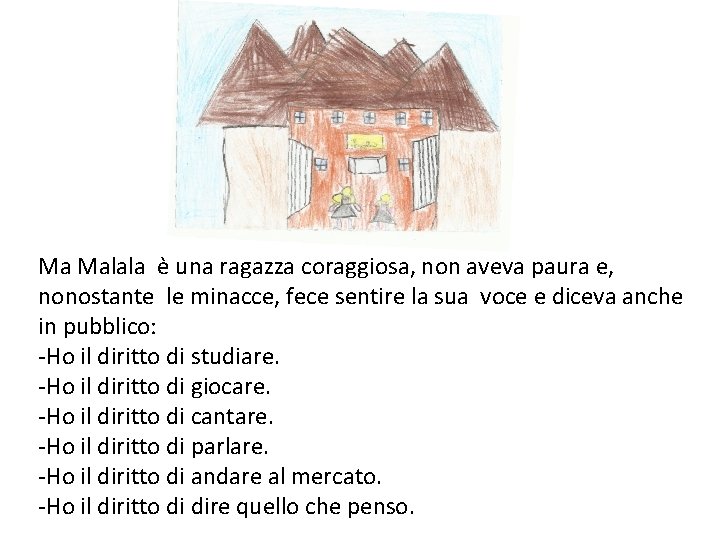 Ma Malala è una ragazza coraggiosa, non aveva paura e, nonostante le minacce, fece