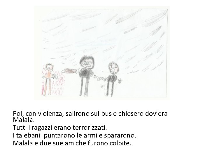 Poi, con violenza, salirono sul bus e chiesero dov’era Malala. Tutti i ragazzi erano