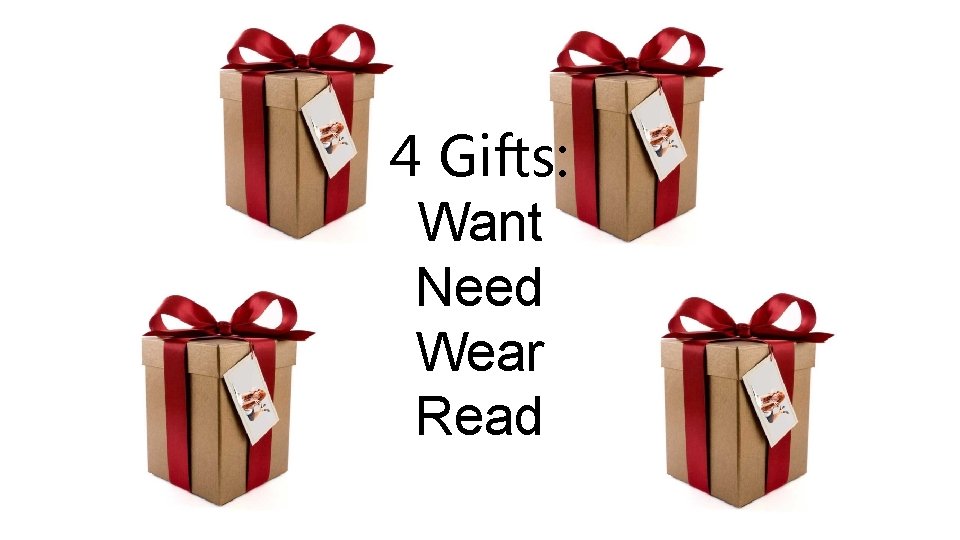 4 Gifts: Want Need Wear Read 