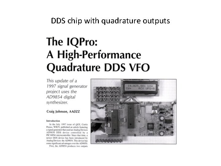 DDS chip with quadrature outputs 