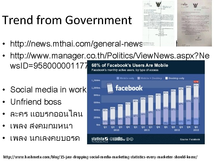 Trend from Government • http: //news. mthai. com/general-news/188920. html • http: //www. manager. co.