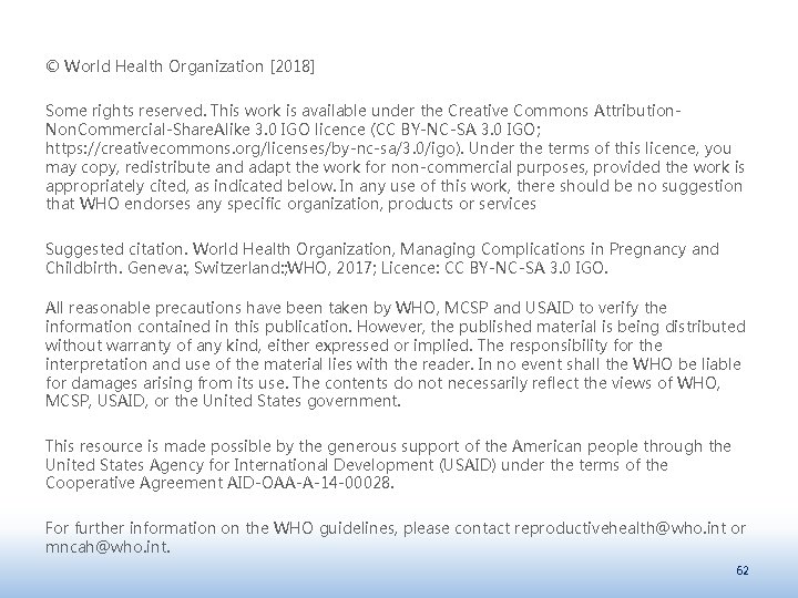 © World Health Organization [2018] Some rights reserved. This work is available under the