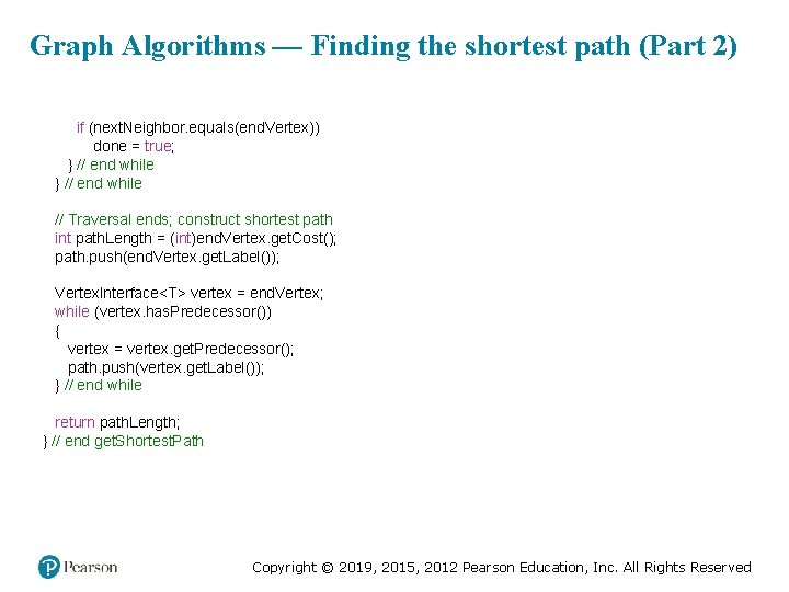 Graph Algorithms — Finding the shortest path (Part 2) if (next. Neighbor. equals(end. Vertex))