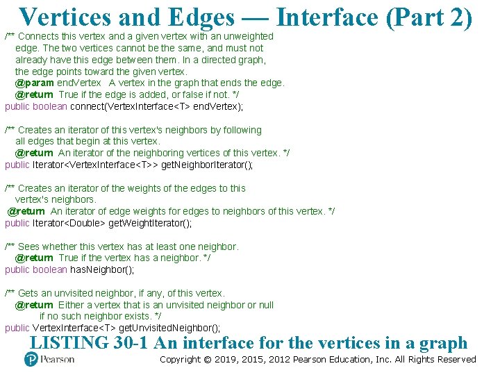 Vertices and Edges — Interface (Part 2) /** Connects this vertex and a given