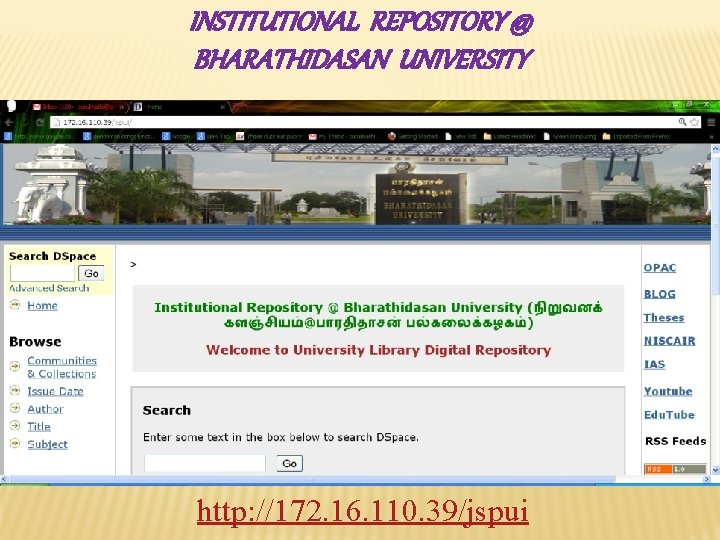 INSTITUTIONAL REPOSITORY @ BHARATHIDASAN UNIVERSITY http: //172. 16. 110. 39/jspui 