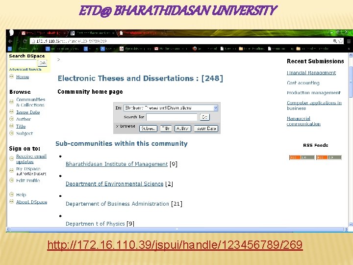 ETD@ BHARATHIDASAN UNIVERSITY http: //172. 16. 110. 39/jspui/handle/123456789/269 