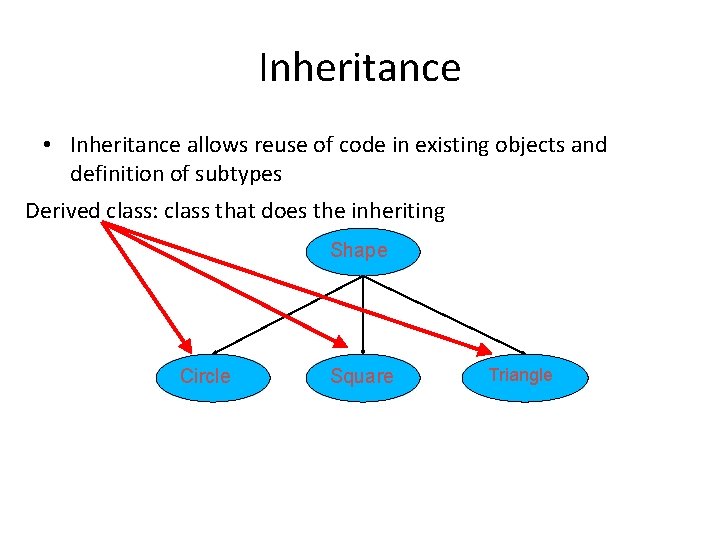 Inheritance • Inheritance allows reuse of code in existing objects and definition of subtypes Inheritance • Inheritance allows reuse of code in existing objects and definition of subtypes