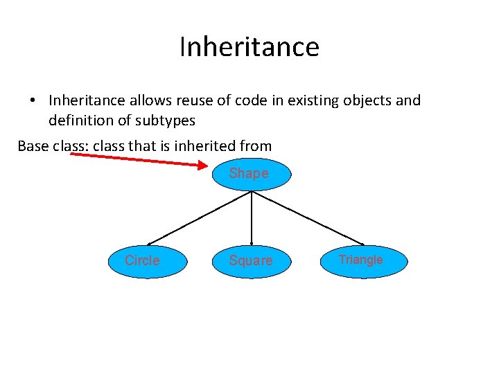 Inheritance • Inheritance allows reuse of code in existing objects and definition of subtypes Inheritance • Inheritance allows reuse of code in existing objects and definition of subtypes