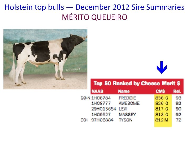 Holstein top bulls — December 2012 Sire Summaries MÉRITO QUEIJEIRO 