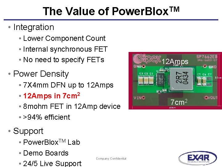 The Value of Power. Blox. TM • Integration • Lower Component Count • Internal