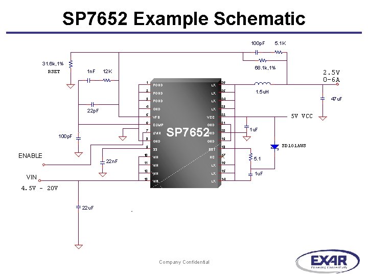 SP 7652 Example Schematic 100 p. F 31. 6 k, 1% RSET 1 n.