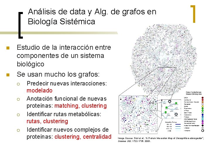 Análisis de data y Alg. de grafos en Biología Sistémica n n Estudio de