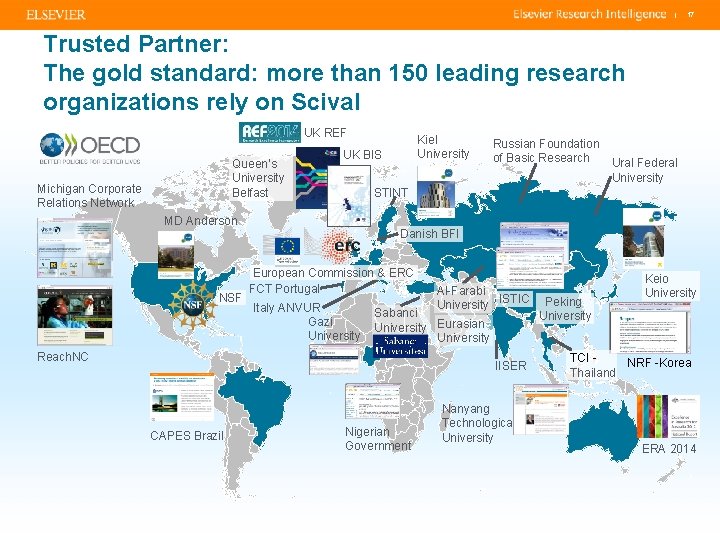 | 17 Trusted Partner: The gold standard: more than 150 leading research organizations rely