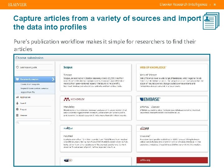 | Capture articles from a variety of sources and import the data into profiles