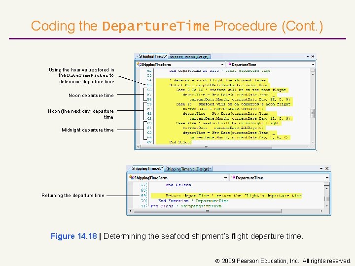 Coding the Departure. Time Procedure (Cont. ) Using the hour value stored in the