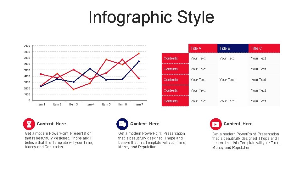 Infographic Style 9000 Title A Title B Title C Contents Your Text Contents Your